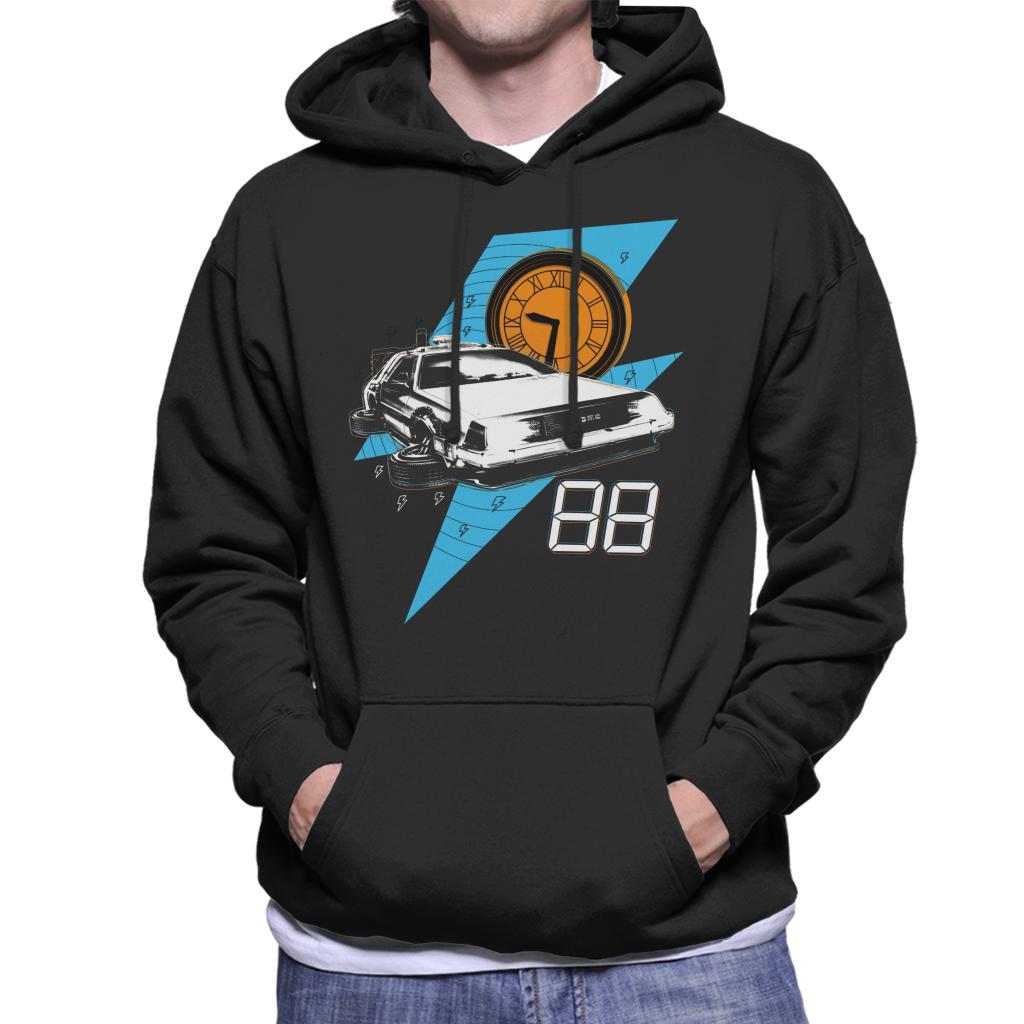 Back to the Future 88 Clock And Delorean Men's Hooded product image 1
