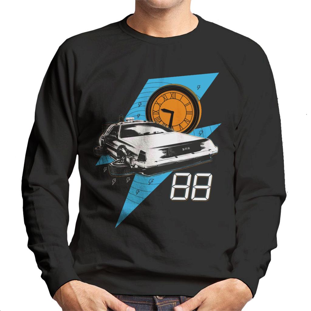 Back to the Future 88 Clock And Delorean Men's Sweatshirt product image 1