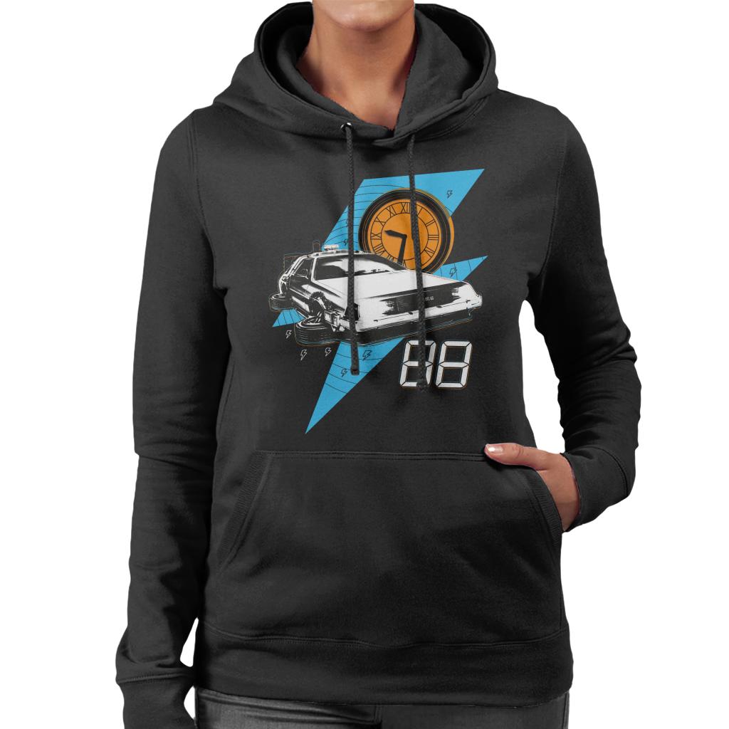 Back to the Future 88 Clock And Delorean Women's Hooded product image 1
