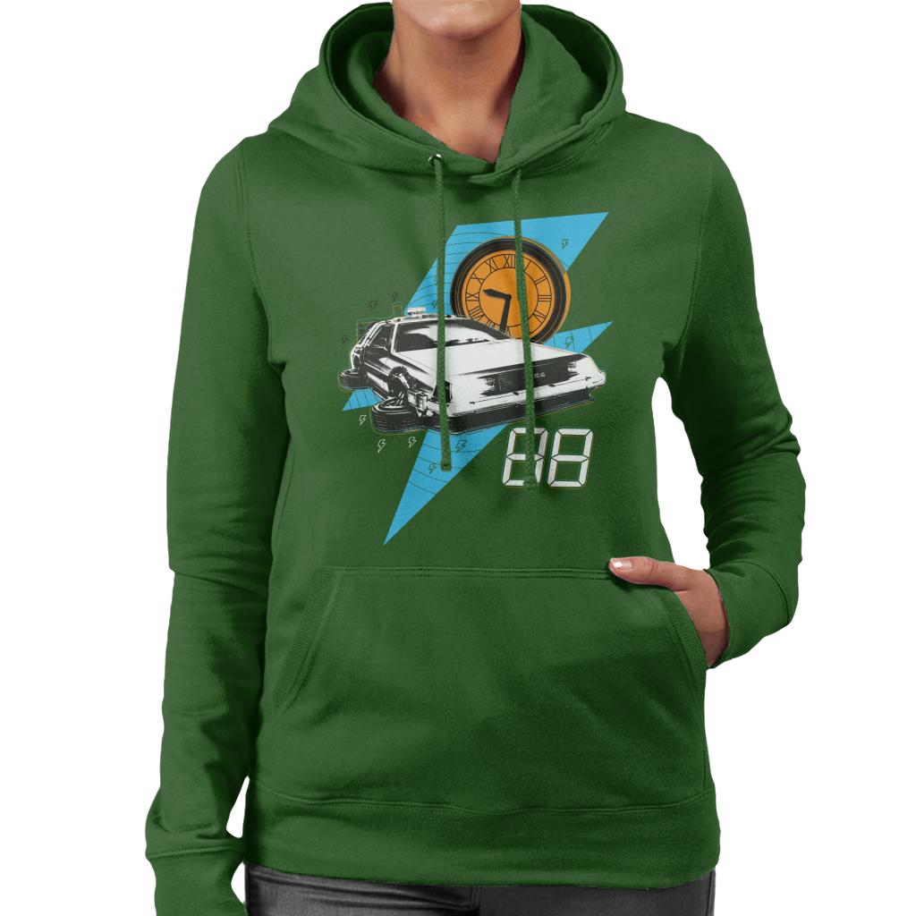 Back to the Future 88 Clock And Delorean Women's Hooded product image 4