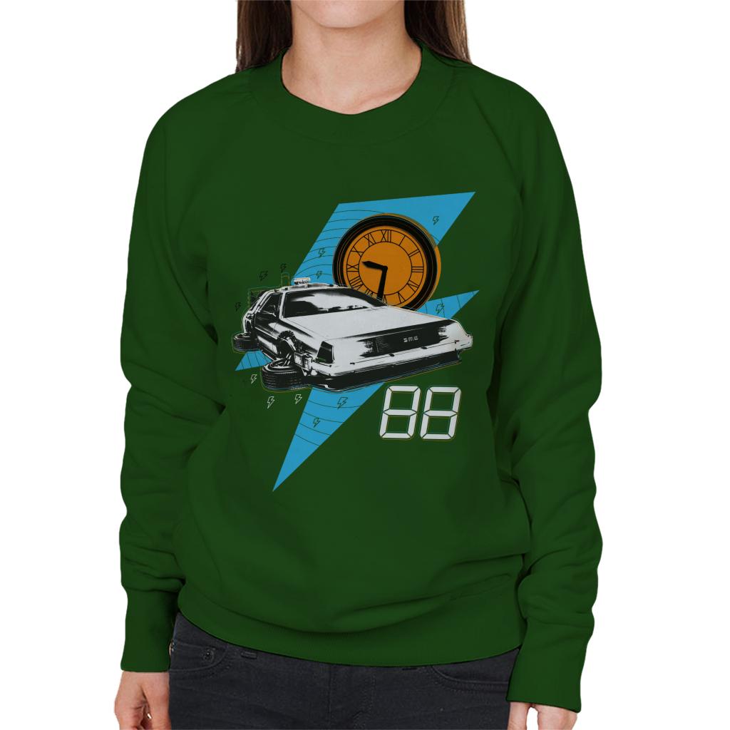 Back to the Future 88 Clock And Delorean Women's Sweatshirt product image 4