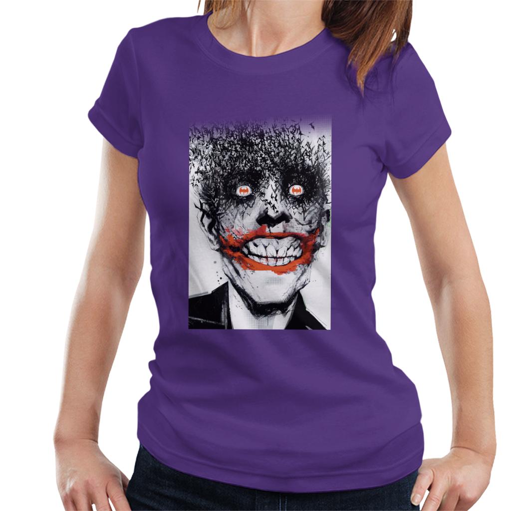 Batman Halloween Joker Face Made Of Bats Women's T-Shirt product image 6