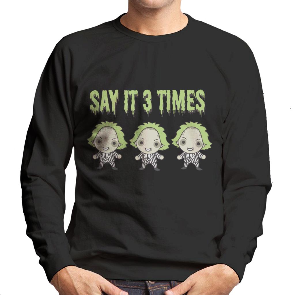 Beetlejuice Halloween Say It Three Times Men's Sweatshirt product image 1