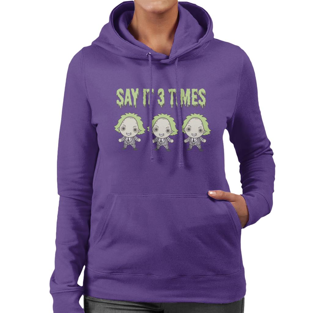 Beetlejuice Halloween Say It Three Times Women's Hooded product image 6