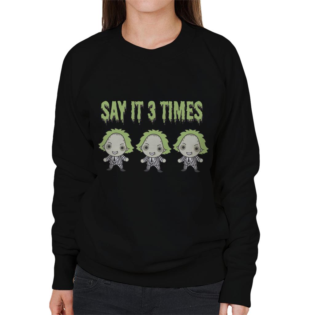 Beetlejuice Halloween Say It Three Times Women's Sweatshirt product image 1