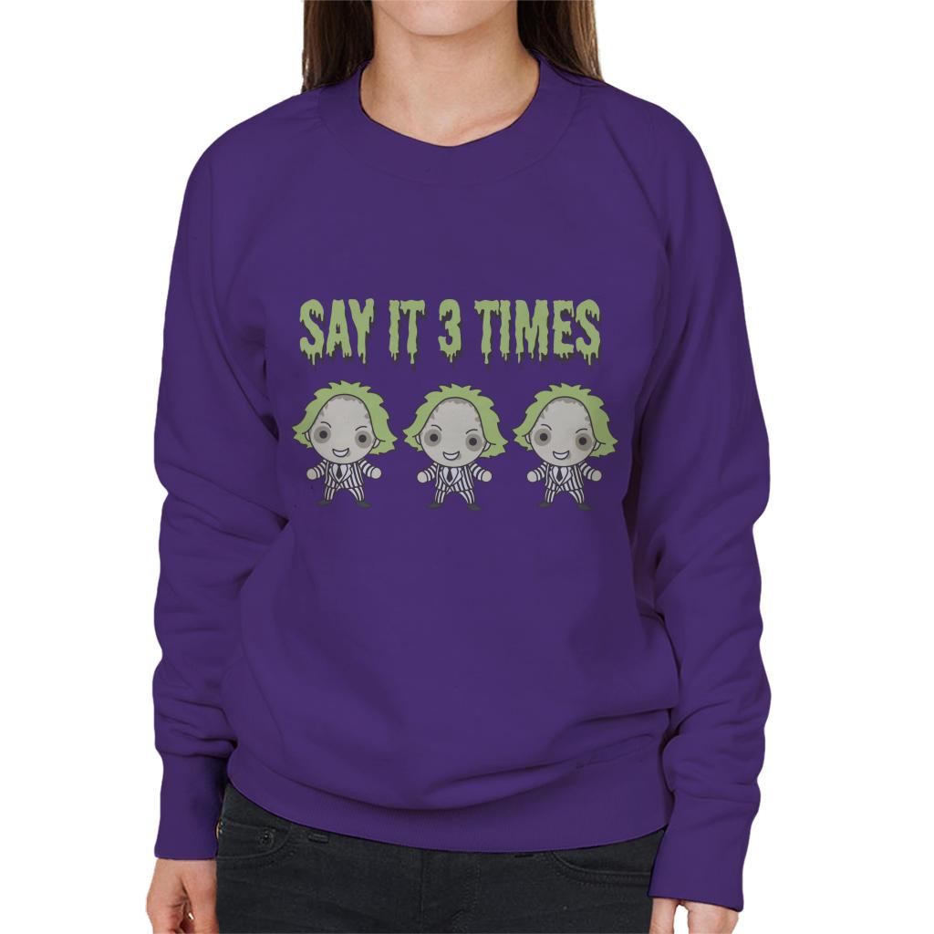 Beetlejuice Halloween Say It Three Times Women's Sweatshirt product image 6